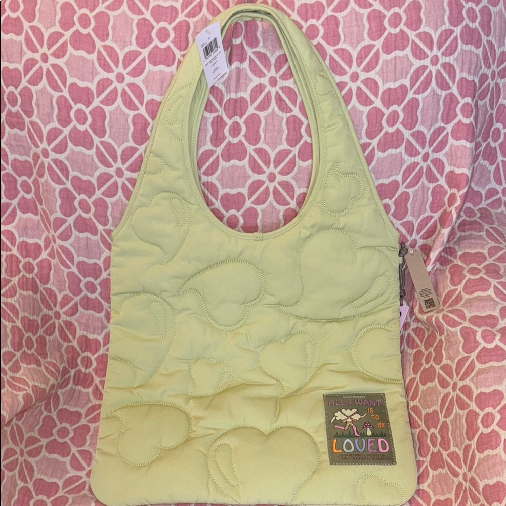 NWT Coachtopia pale lime loop quilted heart flat tote